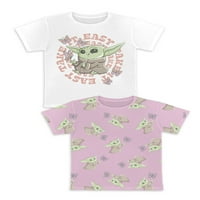 מלחמת הכוכבים בנות תינוקת יודה יודה גרפית חולצת טריקו צוואר עם שרוולים קצרים, 2 חבילות, גודל XS-XL