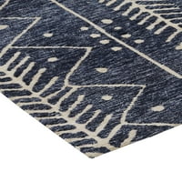 שטיח שבטי מודרני של אולינה באמצע המאה, כחול ג 'ינס, שטיח מבטא 3 רגל-6 אינץ '5 רגל-6 אינץ'