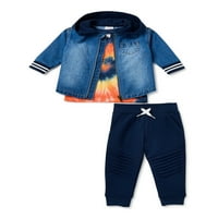 וונדר אומה תינוק תינוק ופעוט ז'קט מיקוד, חולצת טריקו ותלבושת מכנסיים ג'וג'ר, 3 חלקים, 12M-5T