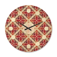 עיצוב 'דפוס רטרו פרחוני vi' שעון קיר עץ מודרני של אמצע המאה
