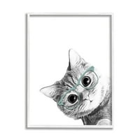תעשיות סטופליות מונוכרום חתול חתול משקפיים מצציקים דיוקן, 20, עיצוב מאת אנליסה לטלה