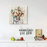 צבעוני פרחוני קיר אמנות פריחה אדמונית זר פרחים על קרם רקע עם יד צבוע בד לחדר שינה