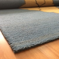 בעבודת יד מודרני סגנון 5' 8 ' רגליים מלבני צמר אזור שטיח-כותנה מאוחר גיבוי-מקורה שטיח, כחול