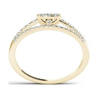קראט T.W. יהלום 10KT סט טבעת האירוסין של אשכול צורת זהב צהוב