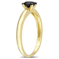 קראט T.W. יהלום שחור 14KT צהוב זהב צהוב שחור רודיום מצופה טבעת אירוסין