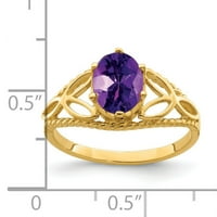 טבעת אמטיסט סגלגלת זהב זהב ראשוני זהב 8x טבעת אמטיסט