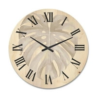 עיצוב 'עיצוב' בצבעב שנהב פסטל מפלצת מפלצת עלה טרופי בצורת לב 'שעון קיר מסורתי