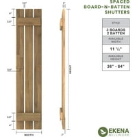 עבודת טחנה של Ekena 1 2 W 42 H Amerraft שלוש לוח חיצוני חיצוני ריאלי רווחת עץ מרווחת-N-Batten תריסים,