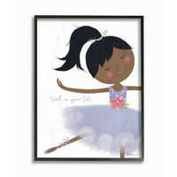 חדר הילדים של Stupell Swirl בבלרינה השחורה שלך עם שיער שחור בטוטו סגול ממוסגר ג'יקליה אמנות מרקמת