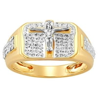 ברק גבישי תכשיטים משובחים טבעת נשר בכסף סטרלינג וצלחת זהב 18 קראט, גודל 11