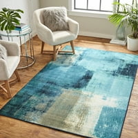 Mohawk Home Prismatic Blurorred Geo Aqua Aqua עכשווי דיוק מדויק שטיח שטיח, 5'x8 ', כחול