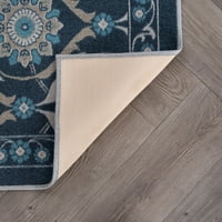 שטיח מעבר שטיח חיל הים פרחוני, מלבן מקורה מזהב קל לניקוי