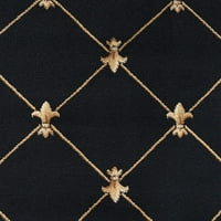 שטיח שטיחים מסורתי גבול שחור, עגול מקורה בז 'קל לניקוי