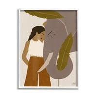 Stupell Indtries נקבה עומדת עם דיוקן טון אדמה פיל, 20, עיצוב מאת ליבנה ודיו