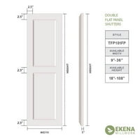 עבודות טחנה של Ekena 18 W 60 H True Fit PVC שני תריסי לוח שטוחים שווים, ירוק מוס