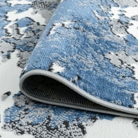 שטיח אזור עכשווי כחול מופשט, סלון אפור קל לניקוי