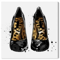 ווינווד סטודיו בד פראי עקבים אופנה וגלאם נעלי קיר אמנות בד הדפסת שחור מתכתי זהב 12 * 12