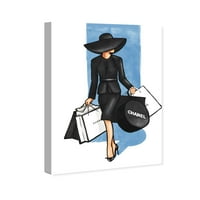 ווינווד סטודיו אופנה גלאם קיר אמנות בד הדפסי 'זוהר' שמלה-שחור, כחול