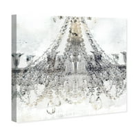 ווינווד סטודיו אופנה גלאם קיר אמנות בד הדפסי' לבן זהב יהלומים כיכר ' נברשות-אפור, לבן