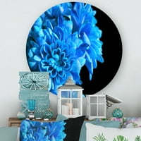 עיצוב 'פרט של פרחים כחולים על רקע שחור אני' אמנות קיר מתכת מעגל מסורתית - דיסק של 11