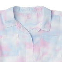 חולצת מחנה ארוגה של בנות וונדר אומה עם חזית עניבה, גדלים 4- & פלוס
