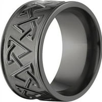 שטוח שחור זירקוניום טבעת עם הסתובב סלטיק עיצוב