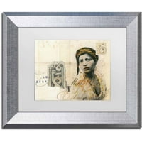 סימן מסחרי אמנות 'רונדה מאור' בד אמנות על ידי ניק בנטוק, לבן מט, כסף מסגרת