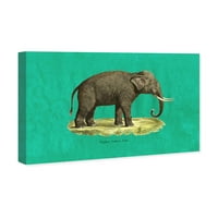 מסלול שדרת חיות קיר אמנות בד הדפסי 'פיל אני' חיות בר-אפור, ירוק