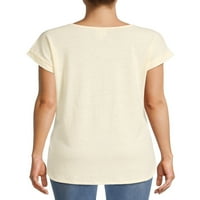 חולצת טריקו של דולמן הדפס גרפי של נשים עם נשים עם שרוולים קצרים