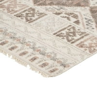 שטיח שטח דפוס דיאמונד נוודי של אקהרט, אפרסק אור שנהב, 5ft-6in 8ft-6in