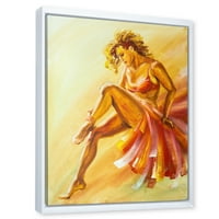 'חם צבעוני פלמנקו אישה רקדנית' מודרני ממוסגר בד קיר אמנות הדפסה