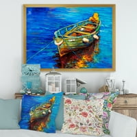 עיצוב אמנות 'סירות בשקיעה חמה מונחות על המים הרביעי' הדפס אמנות ממוסגר ימי וחופי