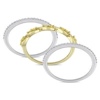 Tangelo Carat T.G.W. ספיר צהוב וקראט T.W. ערכת טבעת טבעת 3 חלקים של יהלום 14 קראט