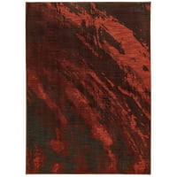 שטיח שטח מופשט עכשווי של אלואיסה, פחם אדום, 6 '9'