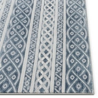 ארוג היטב אשלי שבטי וינטג 'גיאומטרי כחול 5'3 7'3 גבוהה-נמוך אזור שטיח