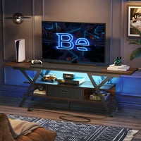מרכז הבידור של Bestier Gaming לטלוויזיות עד 70 '', עם נורות LED ושקעים, אגוז