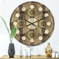 עיצוב 'דפוס רטרו גיאומטרי עגול, תקציר אני' שעון קיר עץ מודרני של אמצע המאה