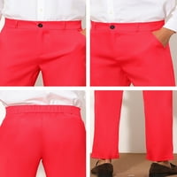 מציאות ייחודית מכנסיים בכושר דק לגברים מכנסיים עסקיים בצבע אחיד קדמי שטוח