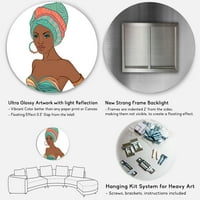 עיצוב 'אישה אפריקאית אמריקאית עם טורבן ועגיל' אמנות קיר מתכת מודרנית - דיסק של 23