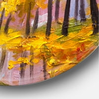 Designart 'יער מלא עלים שנפלו בסתיו לאורך נהר' אגם בית מעגל קיר מתכת - דיסק של 29