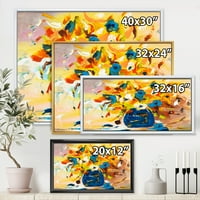 עיצוב 'זר פרחים תוסס בכחול וצהוב' מסורתי הדפס קיר קיר מסורתי