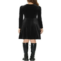 ייחודי מציאות נשים של קטיפה פיטר פן צווארון חור מנעול גבוהה מותן נדנדה קצר שמלה