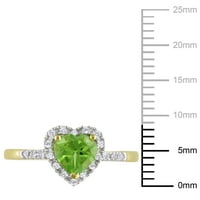 Miabella's Carat T.G.W. צורת לב פרידוט וקראט T.W. יהלום 10KT טבעת לב הילה זהב צהוב