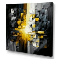 עיצוב אמנות מופשט גיאומטרי שחור וצהוב הרביעי בד קיר אמנות