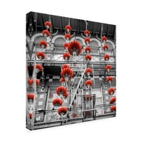 אמנות סימן מסחרי 'פנסים אדומים על אפור' אמנות קנבס מאת אלן בלאוסטין