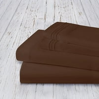 מיטת גיליונות סט, סדרת עמוק כיס מיטת גיליון סט, מיקרופייבר, קליפורניה מלך, שוקולד חום